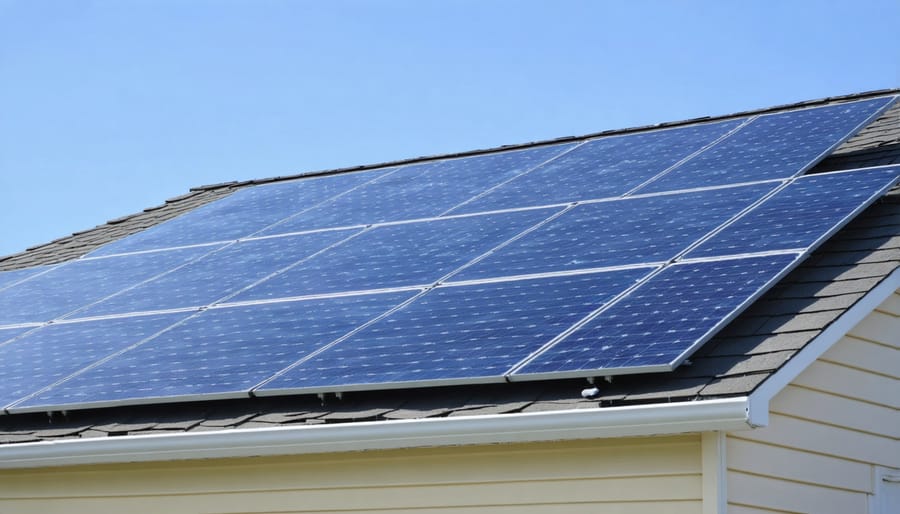 Residential solar installation on a two-story Illinois home during a sunny day