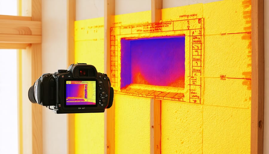 Professional energy auditor conducting thermal imaging assessment of a building's energy efficiency