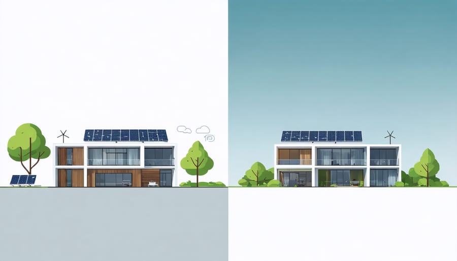 Side-by-side comparison of residential and commercial microgrid implementations