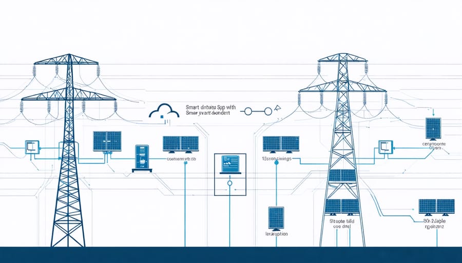 Infographic demonstrating how energy storage systems connect with power grid infrastructure