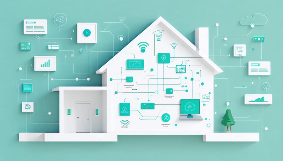 Diagram of smart home energy management system with edge computing nodes and data paths