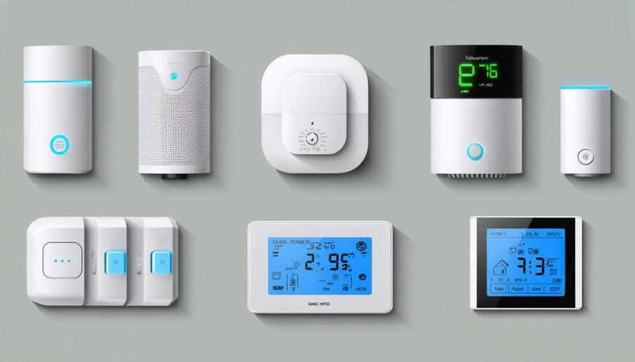 Array of different types of smart home energy monitoring sensors