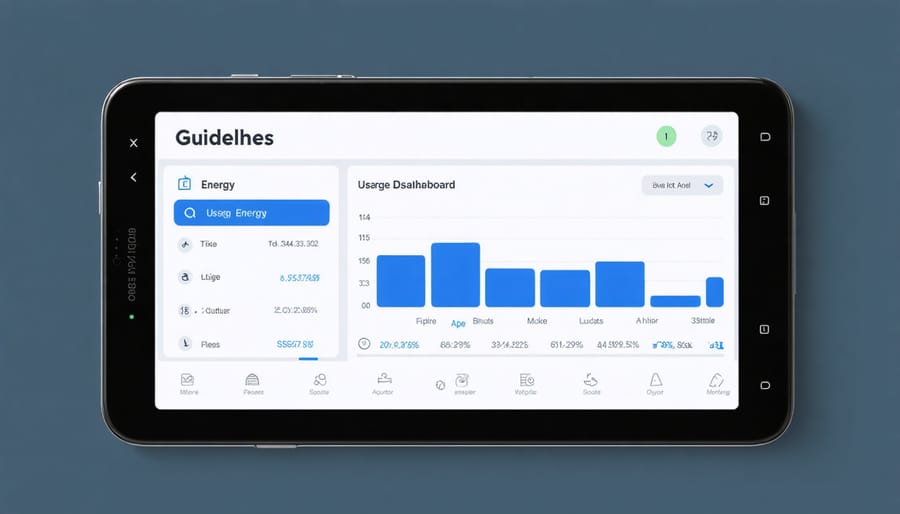 Smartphone displaying smart meter energy consumption monitoring interface