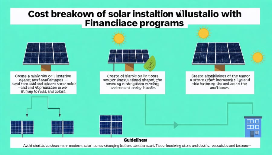 Visual representation of solar costs and available financial assistance options