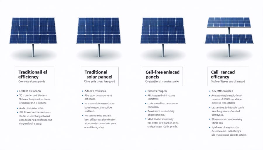 Visual comparison showing improved efficiency of solar panels using cell-free technology