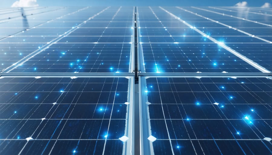 Solar panel installation with labeled sensor placement points