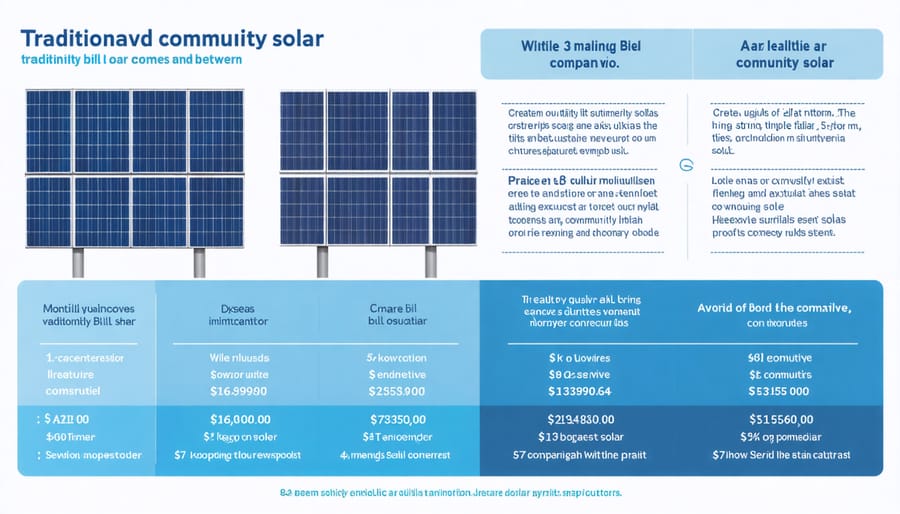 Chart comparing traditional electricity bills with community solar savings over 12 months