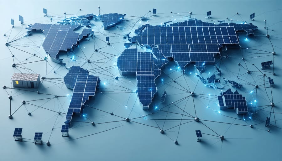 Interactive map showing global solar panel supply chain networks and connection points