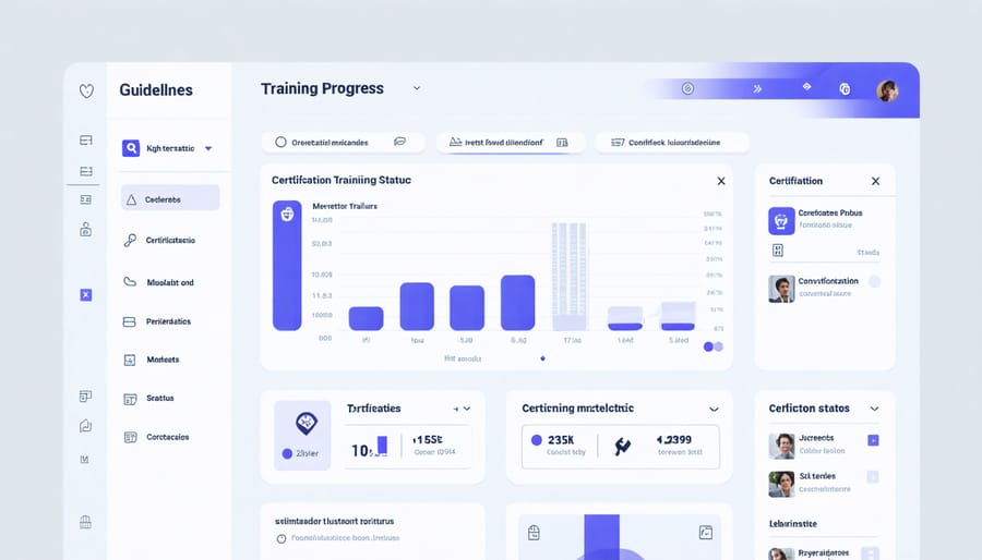 Performance analytics dashboard displaying solar training completion rates and team metrics