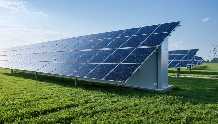 Large-scale battery storage system connected to solar installation