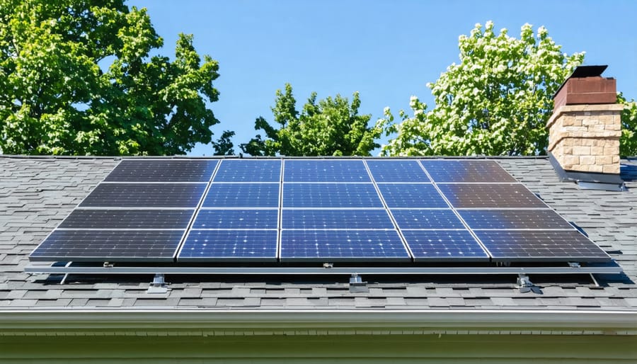 Aerial view of solar panel installations across multiple homes in an Illinois community