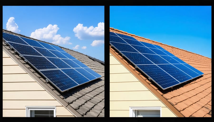 Before and after comparison of a completed solar installation project in Illinois