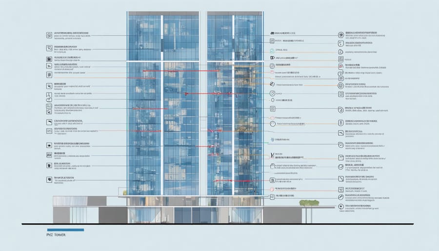 Diagram of PNC Tower's double-skin facade ventilation system