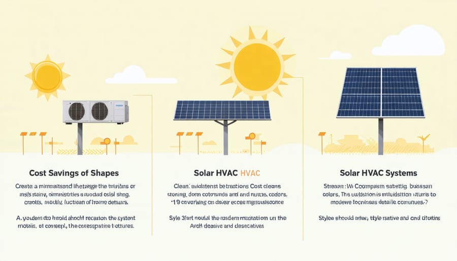 Chart comparing energy costs between conventional and solar HVAC systems over 10 years