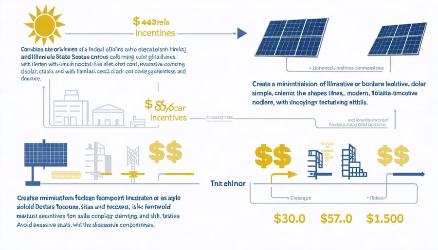 Visual diagram showing how federal and Illinois solar incentives stack together