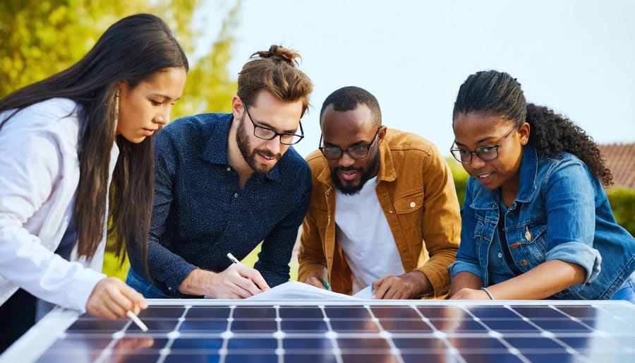 Local residents participating in an Illinois community solar energy workshop