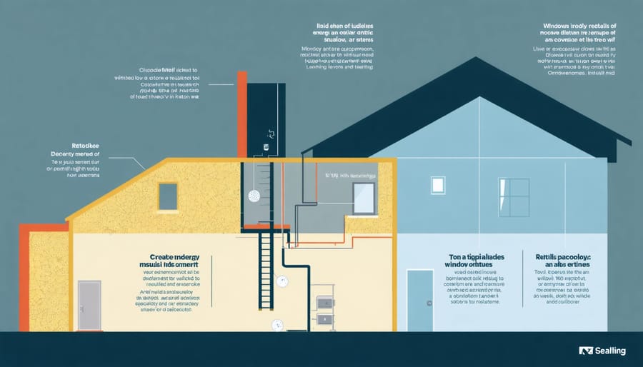 Illustrated diagram of building systems involved in deep energy retrofits