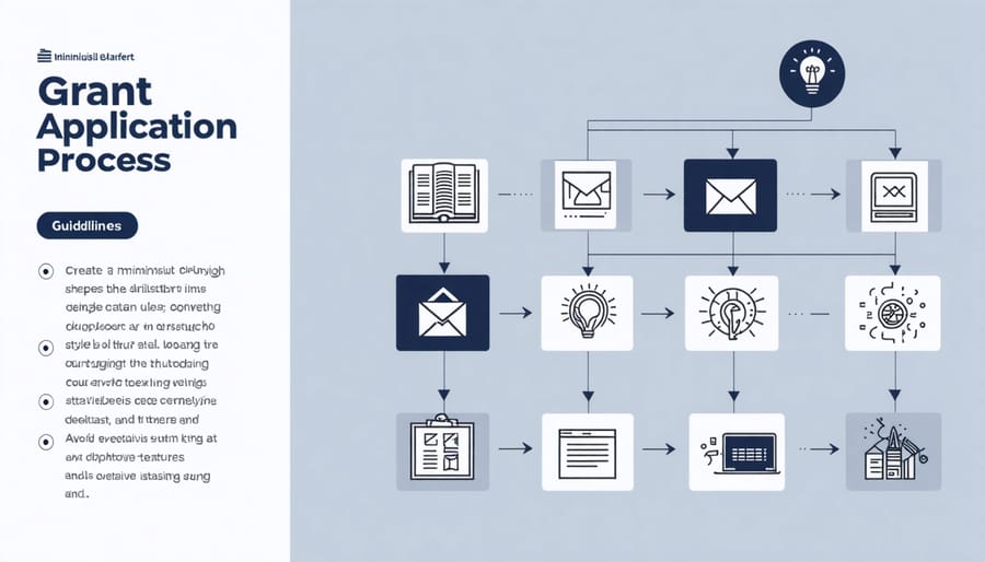Step-by-step visual guide showing the renewable energy grant application process