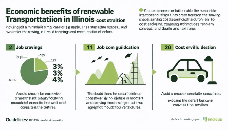 Visual representation of economic benefits from renewable transportation including employment figures and financial savings