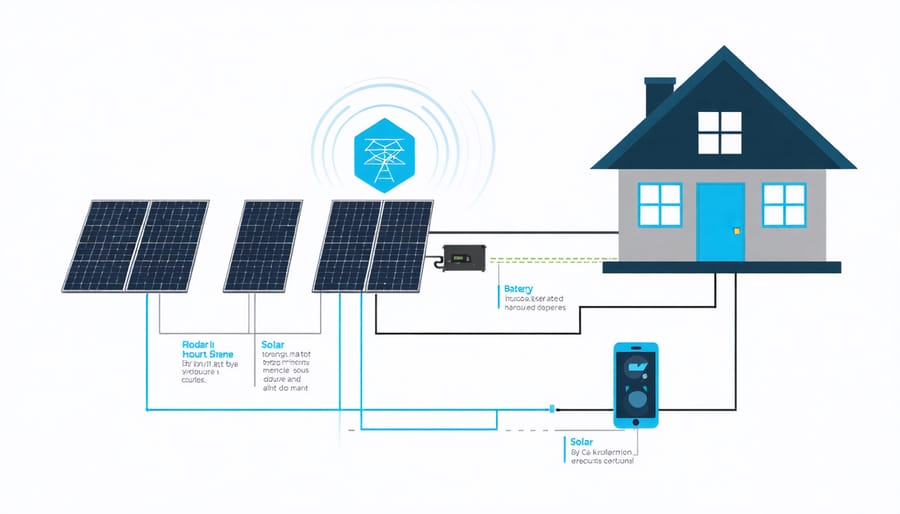 Diagram of solar energy system integration with home energy management