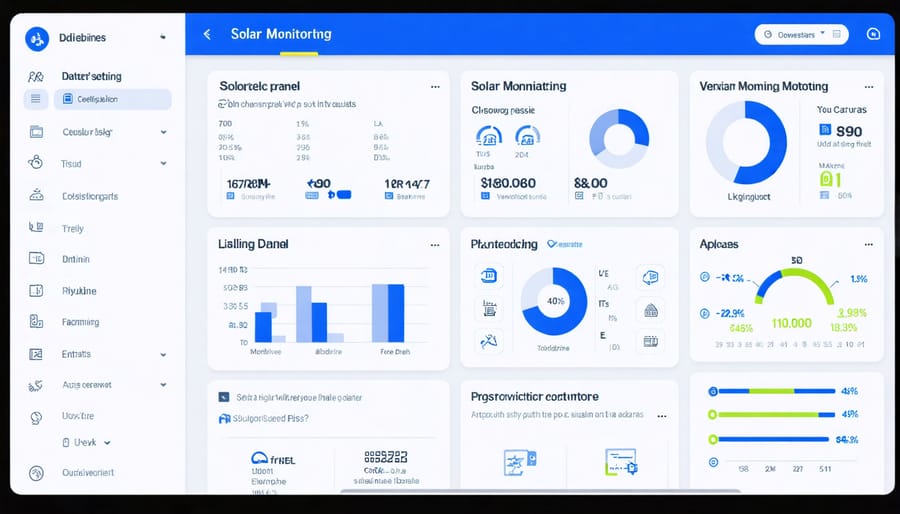 Smartphone screen displaying solar energy production metrics and system controls