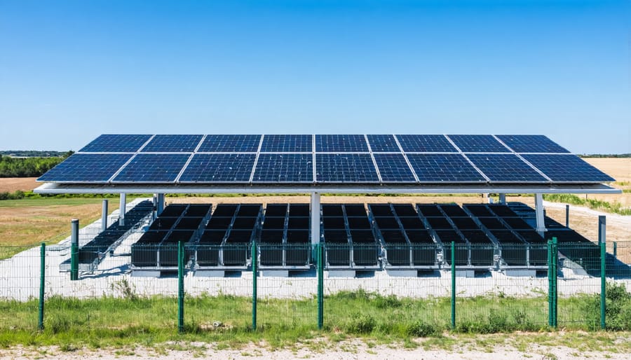 Large-scale battery storage installation serving an Illinois community with solar array visible