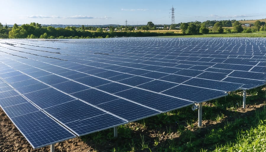 Interactive digital twin interface displaying solar panel performance metrics and system monitoring