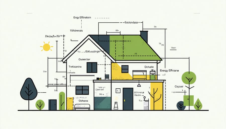 Illustrated house cross-section showing typical energy loss points