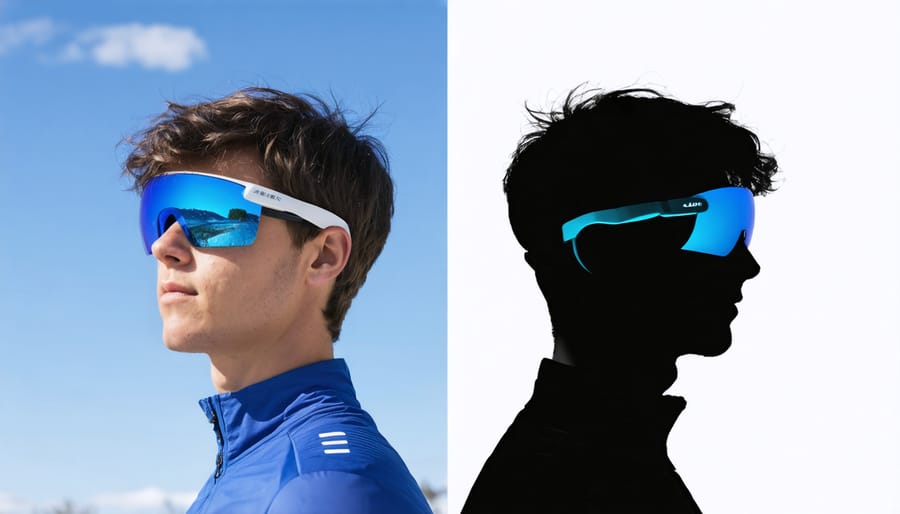 Side-by-side comparison showing solar-equipped clothing being used in Illinois summer and winter weather