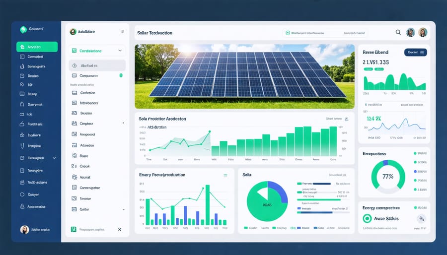 Smart home energy monitoring dashboard displaying real-time data and controls