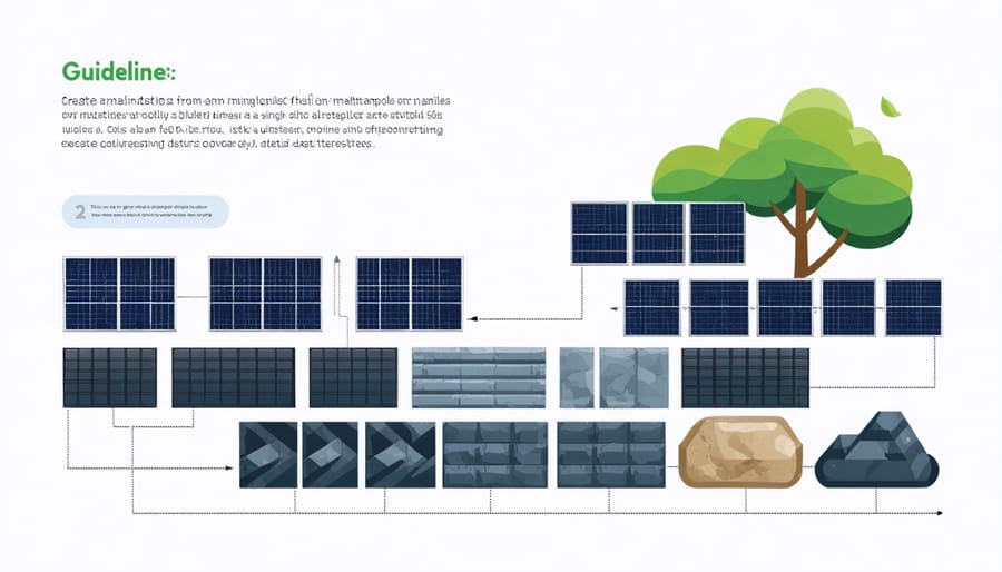 Circular diagram illustrating percentages of glass, aluminum, silicon, and other materials recovered from recycled solar panels