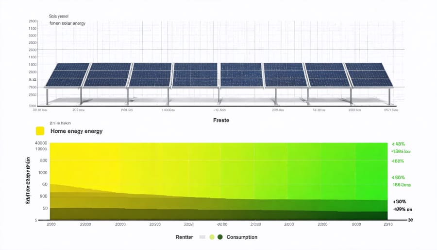 Graph showing solar energy generation versus household consumption patterns over 24 hours