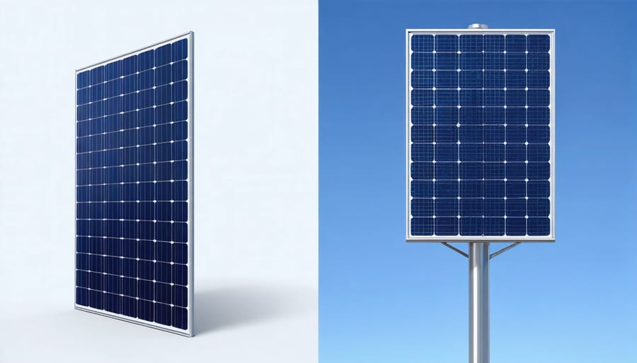 Comparison showing thin, bendable flexible solar panel next to traditional rigid solar panel