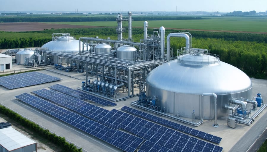 Large-scale green hydrogen production facility with renewable energy integration