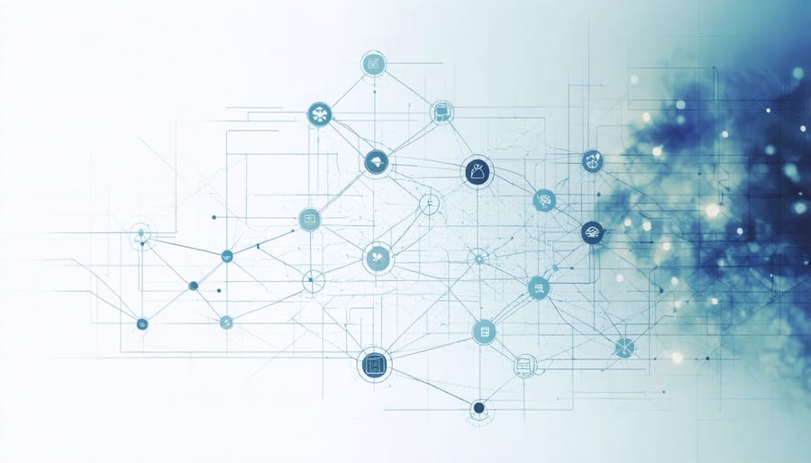 Network diagram illustrating multiple supply chain pathways with redundant connections