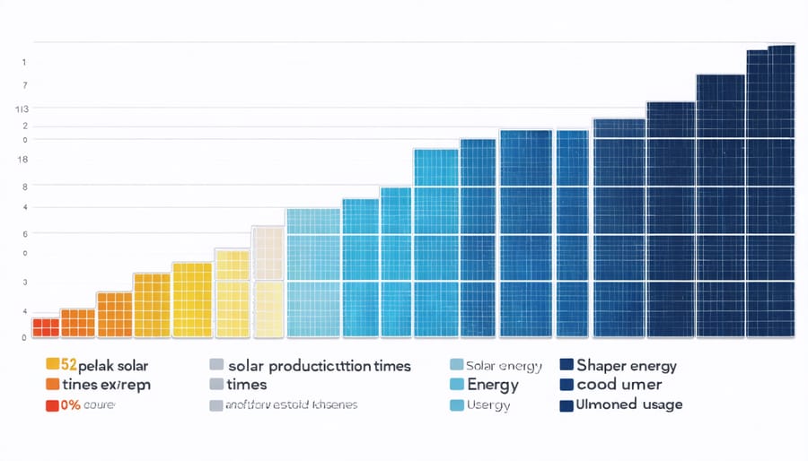 Chart comparing daily solar energy production versus household consumption patterns