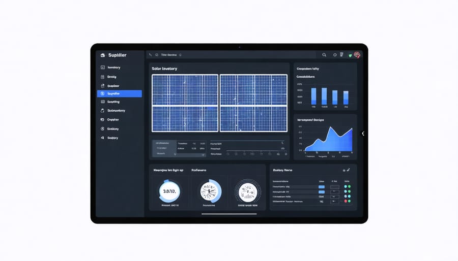 Modern supply chain management software interface for solar projects