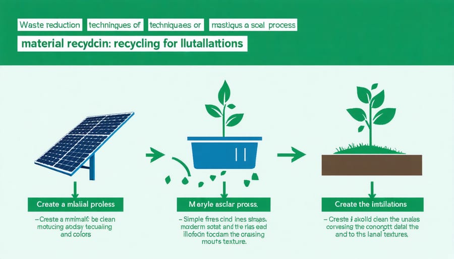 Visual diagram depicting proper waste management and recycling procedures for solar installation materials
