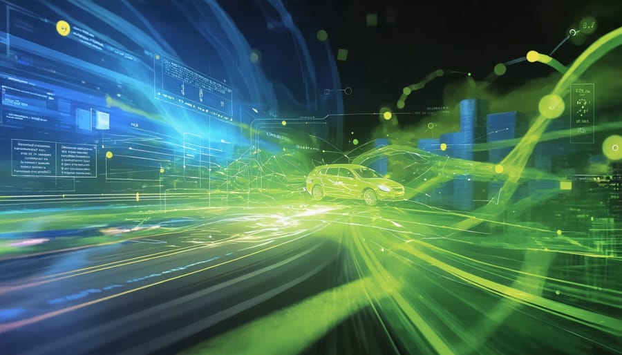 Animated diagram showing energy flow patterns in hybrid storage system during different driving conditions