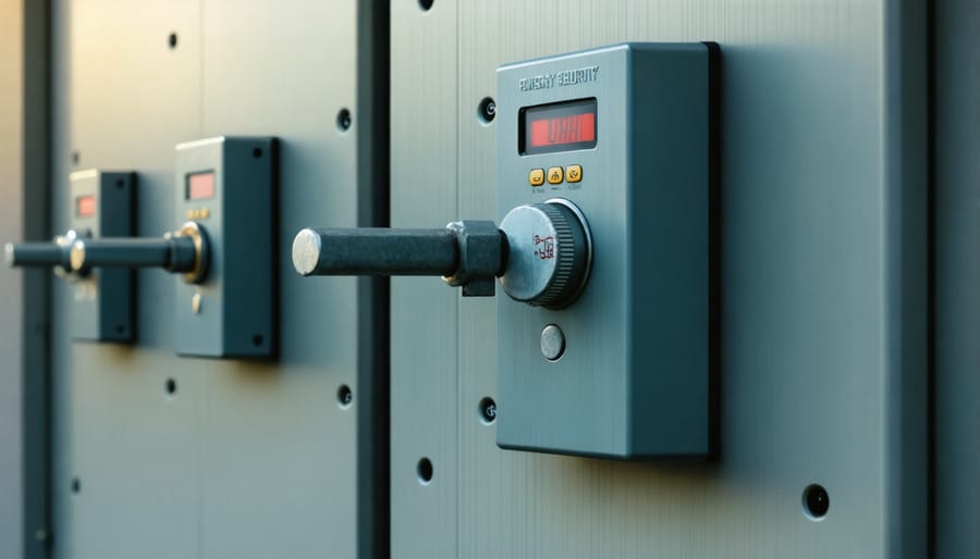 Industrial-grade security keypad on electrical control cabinet