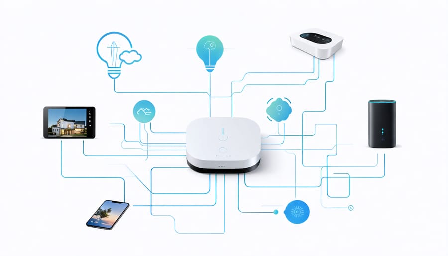 Connected smart home system with central hub controlling multiple energy-consuming devices