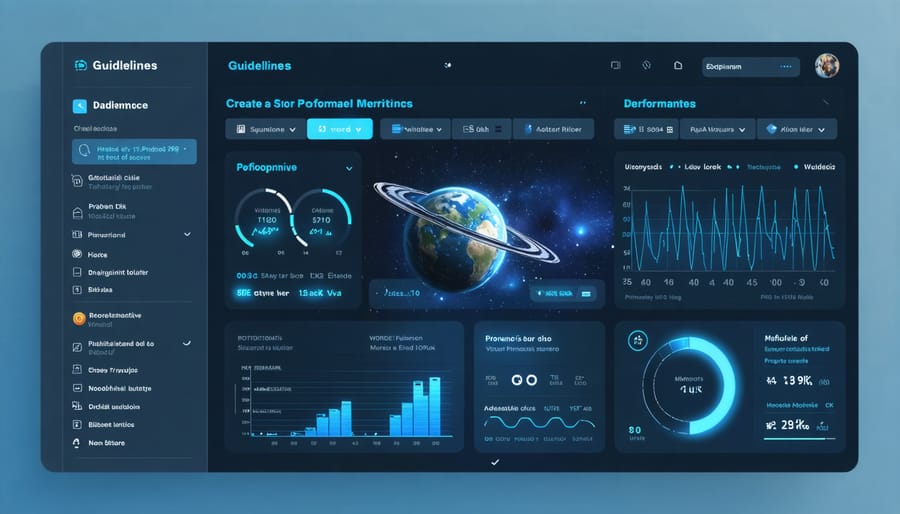 Computer screen displaying real-time solar energy system performance data and analytics