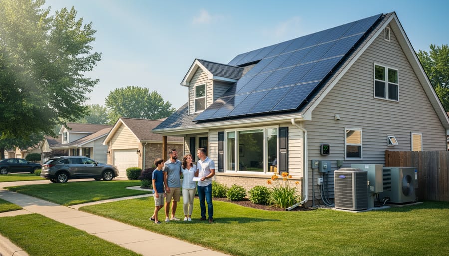 Close-up of evacuated tube solar thermal collectors showing glass tubes and connections