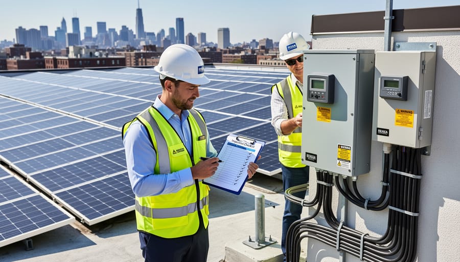Well-installed residential solar panel system with proper electrical connections and mounting