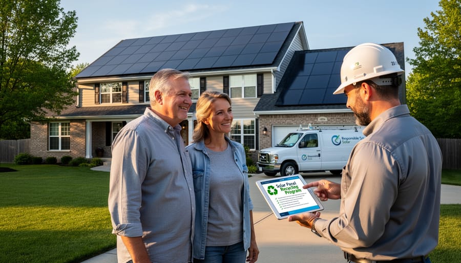 Residential home with solar panel installation on rooftop in Illinois