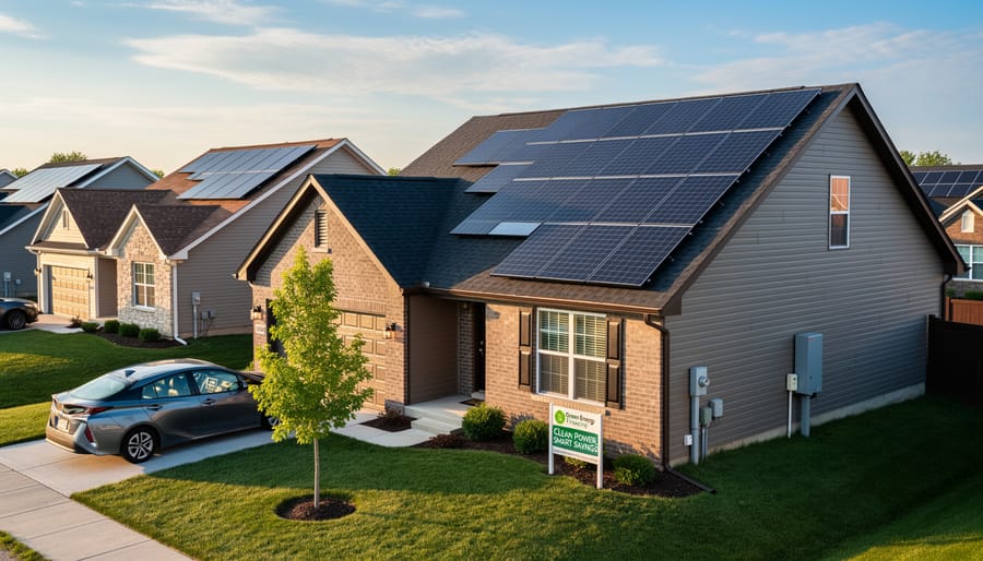 Solar panels installed on suburban Illinois home rooftop