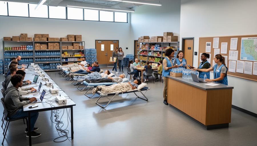 Community members using services at resilience hub during power outage