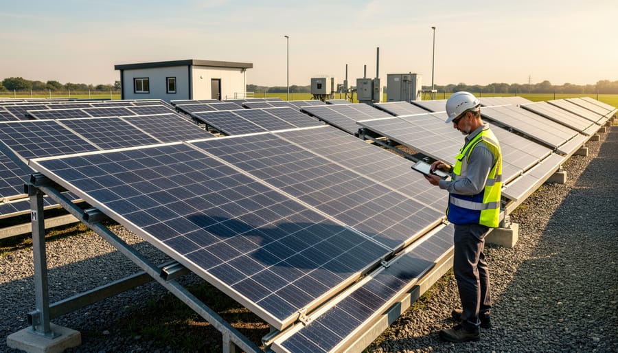 Stack of used solar panels showing weathering from previous commercial installation