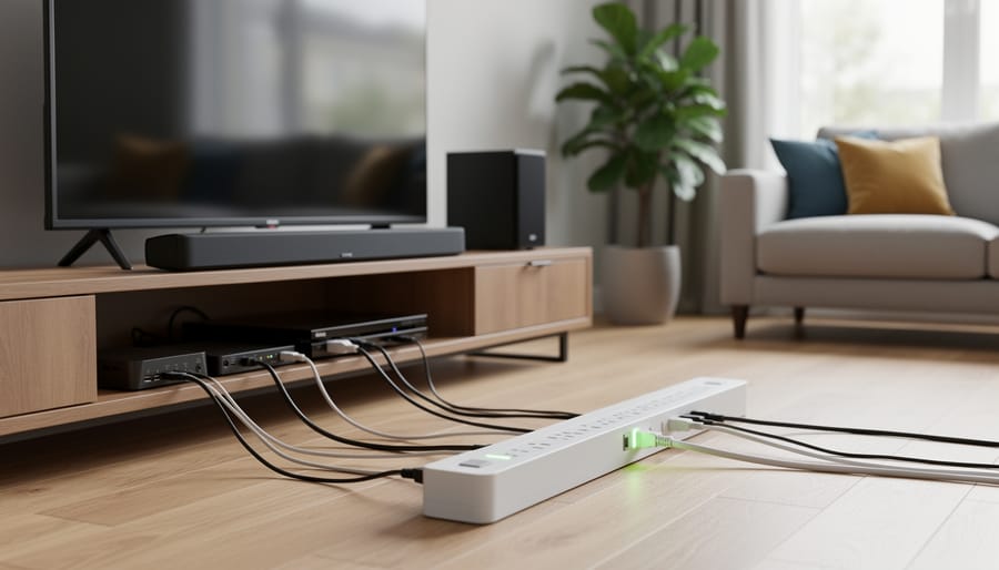 Smart power strip with multiple outlets and individual switches for managing device power consumption