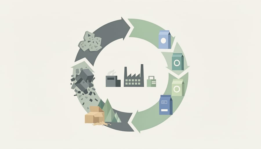 Interconnected circular metal rings symbolizing circular economy material flow